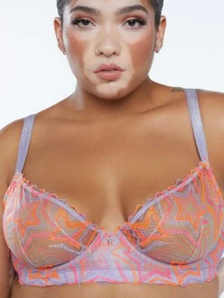 Fashion Lingerie Store 32 Shining Star Embroidered Unlined Demi Bra